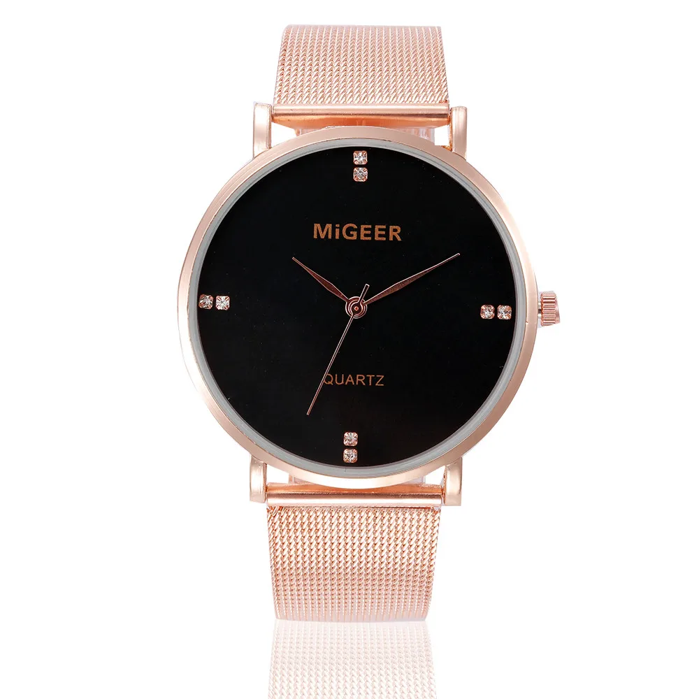 Классические часы для женщин с кристаллами из нержавеющей стали аналоговые