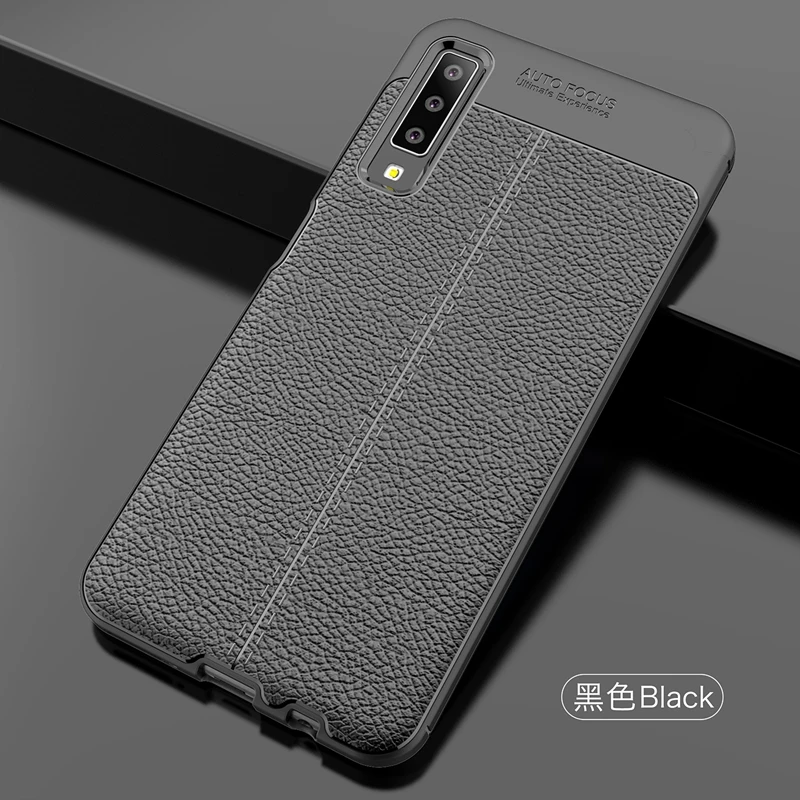 Чехол Тонкая Броня для samsung A7 A750 SM-A750f A750f в 750 7 силиконовый чехол, Мягкий силикон, резина, чехол тонкий Чехол обложка чехол s - Цвет: Черный