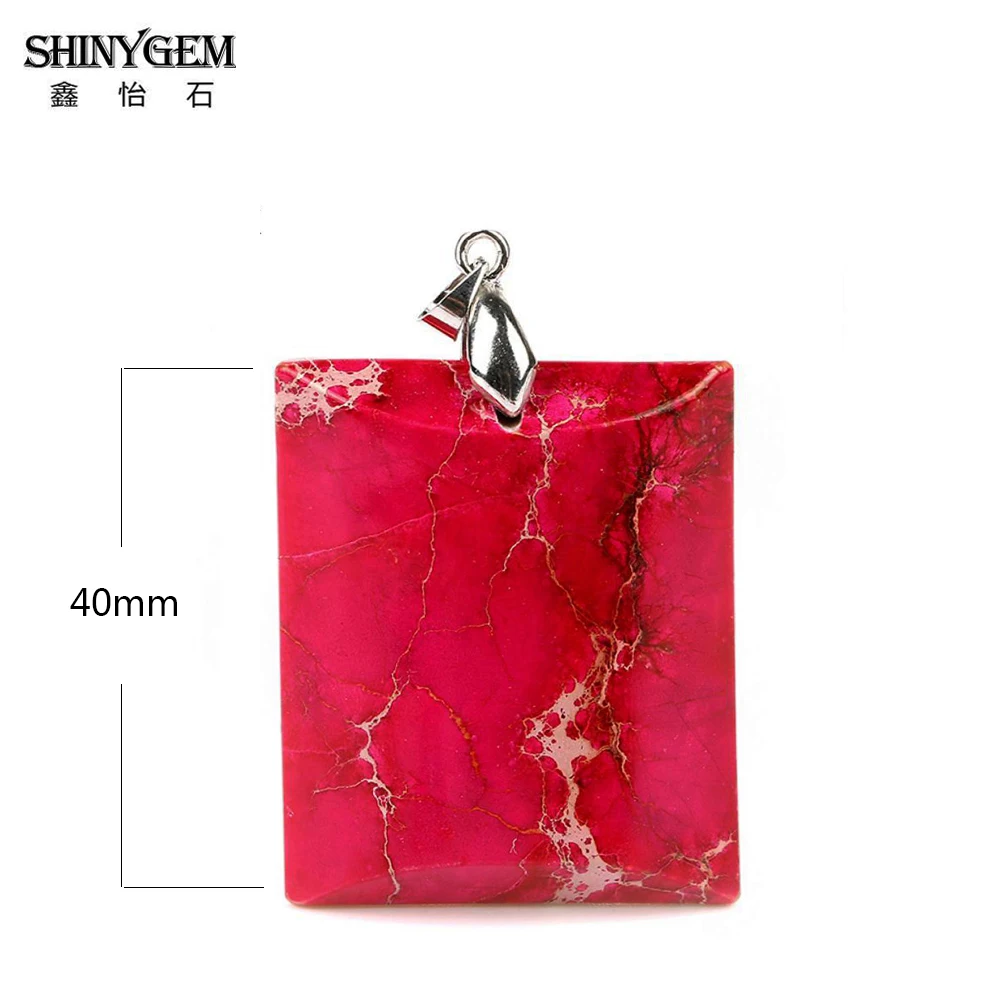 SHINYGEM розовый красный морской осадок Прямоугольный кулон твердый из натурального
