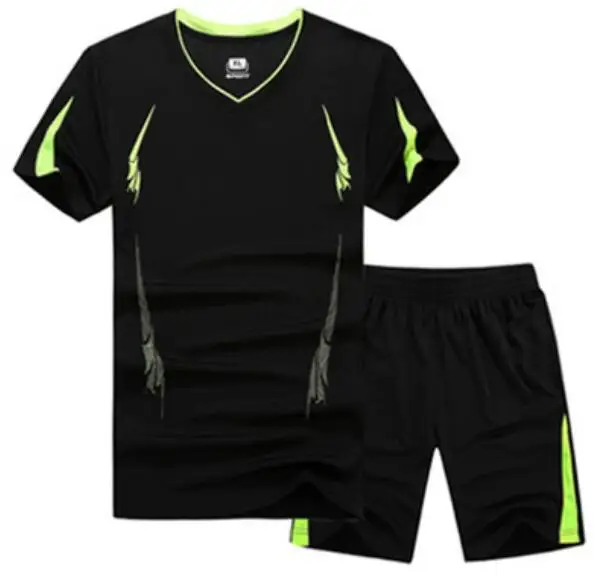 black set Жутко и boror плюс размер M~ 6XL, 7XL, 8XL, 9XL Топы корректирующие и Футболки для девочек Рубашки для мальчиков Повседневная футболка Для мужчин быстросохнущие футболки спортивные костюм футболка Для мужчин костюмы - Цвет: black set