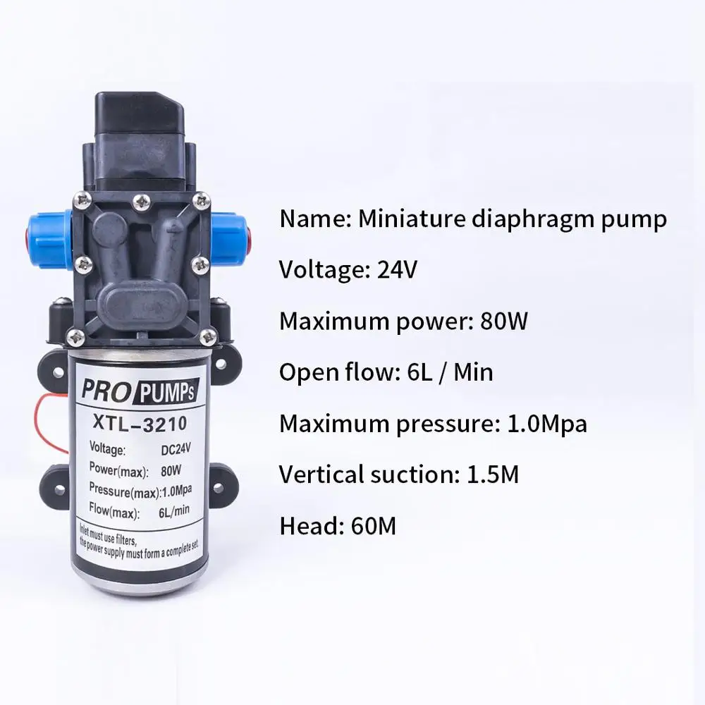 Миниатюрный самовсасывающий диафрагменный насос высокого давления 24 В