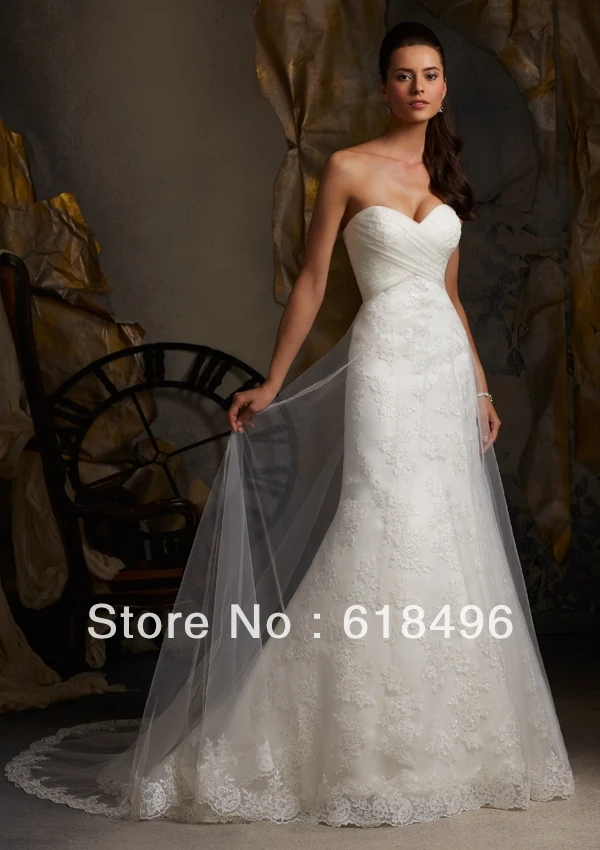 Free shipping beautiful sweetheart A-line beads lace tulle empire sexy hot sale in stock wedding Dresses | Свадьбы и торжества