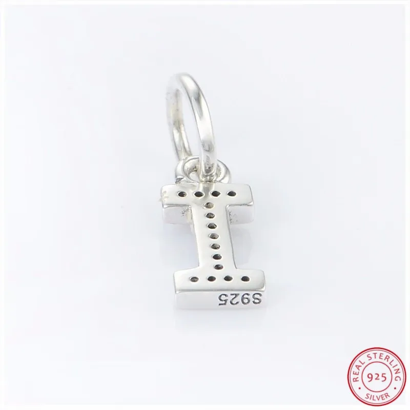 925 пробы серебро мотаться письмо 'I' Ясно CZ DIY Fit PANDORA Подвески для женщин ювелирных изделий высокое качество низкая цена LW350I