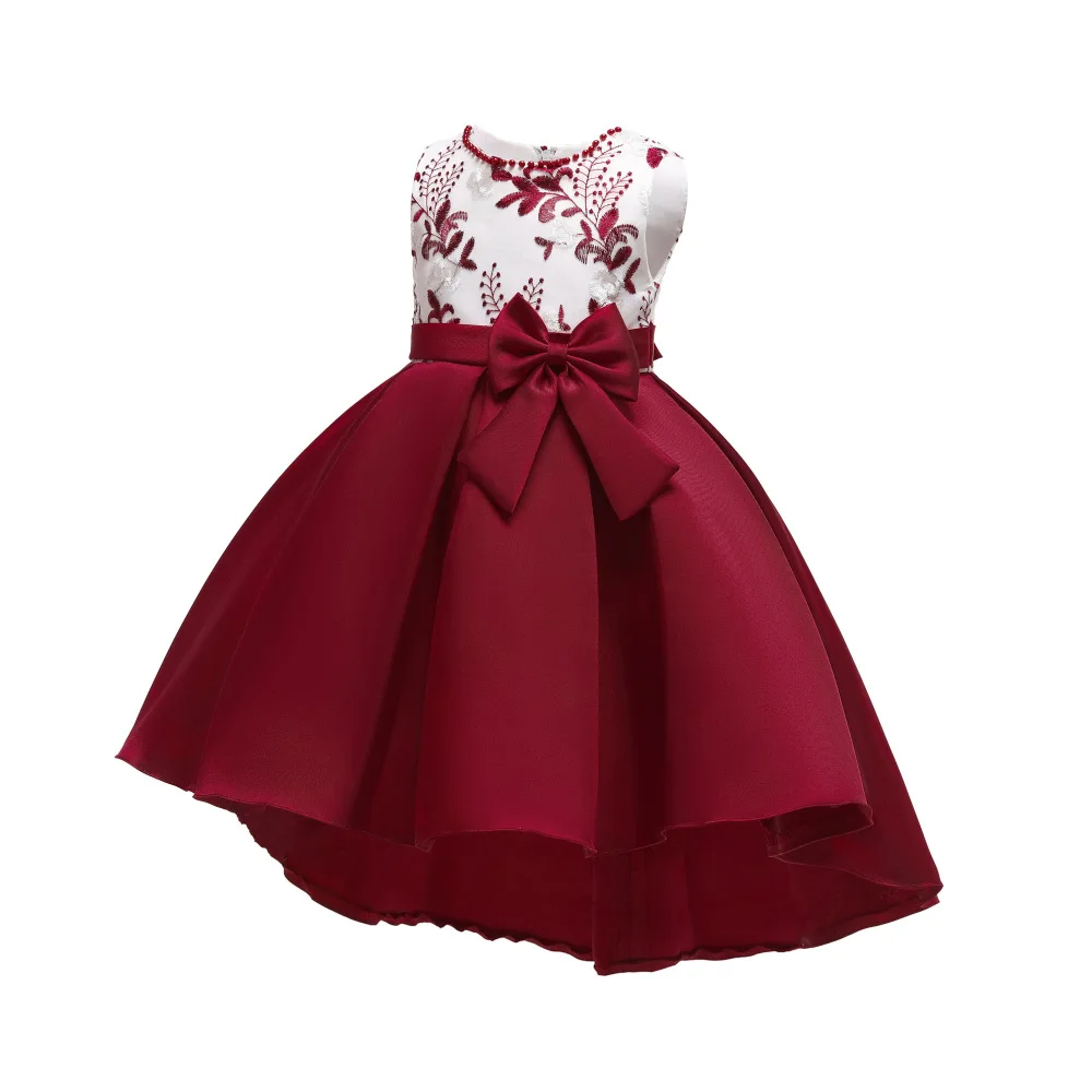 New Flower Girls Dresses Kids Beading Embroidery Bodice Satin Wedding Party Dress Formal Clothing Bebe Vestido | Детская одежда и