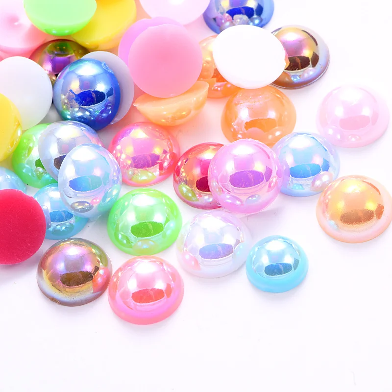 Искусственный жемчуг полукруглый 8 размеров 15AB цветов|flatback ab|ab beadsbeads ab |
