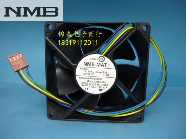 Оригинальный вентилятор охлаждения для NMB 3110KL 04W B56 8025 DC 12 В 0.30A 4 провода ШИМ