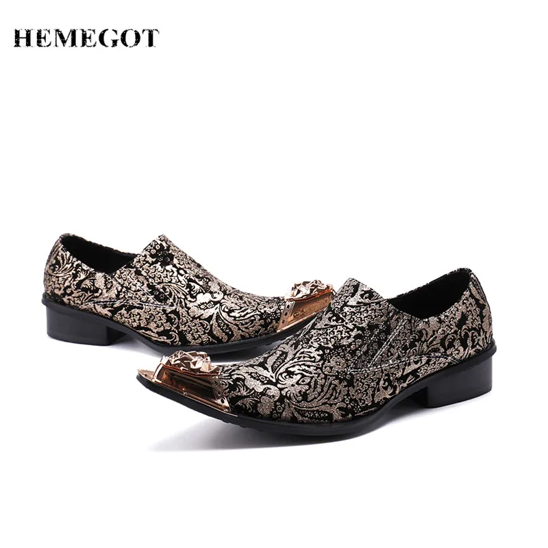 2018 горячий печатные обувь из флока человек мелкой металлической с острым носком