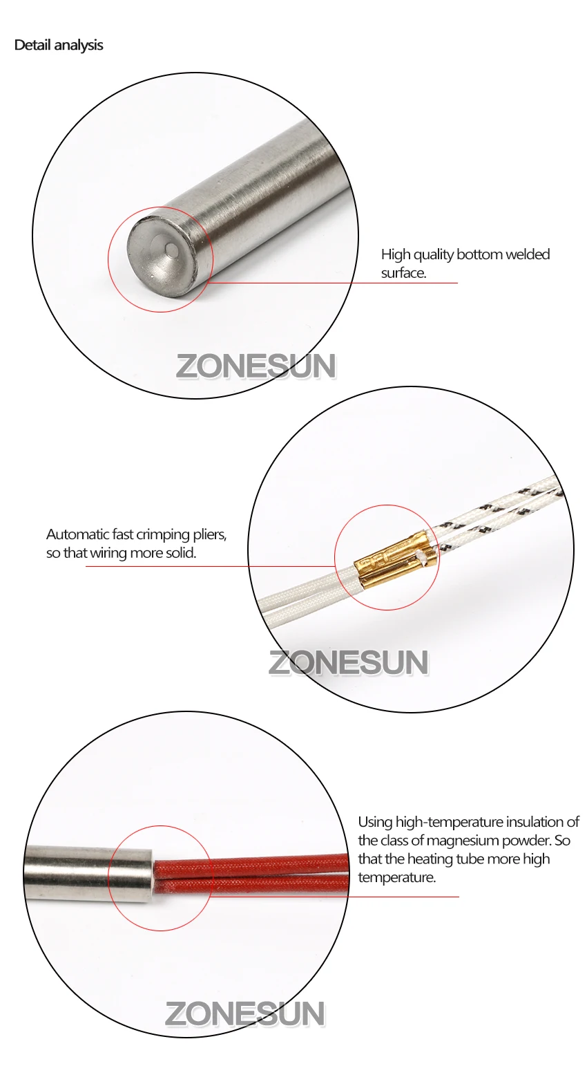 ZONESUN 30 мм длина 5 шт. диаметр 6.8.10.12 мм Нагревательный элемент Плесень проводной Картридж нагреватель AC220V производство электроэнергии