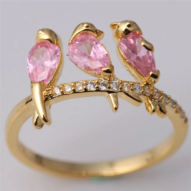PINKSEE, новинка, модное кольцо в виде короны, 3 птицы, подвеска, кольца на палец, ювелирные изделия, блестящее, элегантное, красивое кольцо, 5 размеров