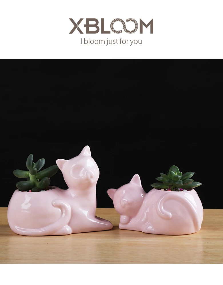 Lucky cat цветочный керамический цветочный горшок ваза мультяшная кошка игрушка наклейка Садоводство креативный стол zakka лицо в горшках статуя кота Рождество