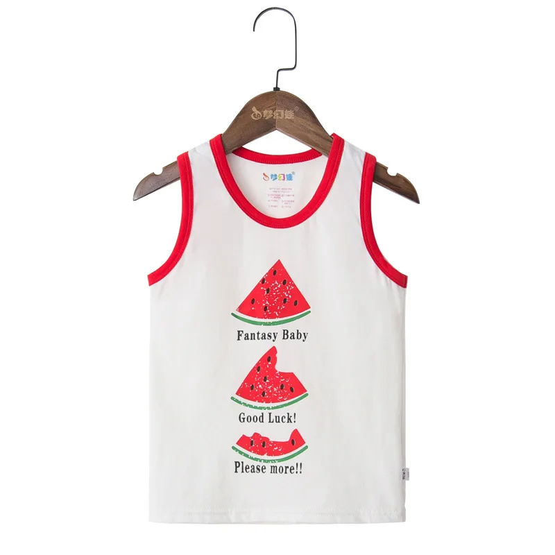T Shirt for Boys Fruit Watermelon Cotton Baby Girl Boy Animals Duck Fox Sleeveless Tops Tee Summer Children's Clothes 0-6Y