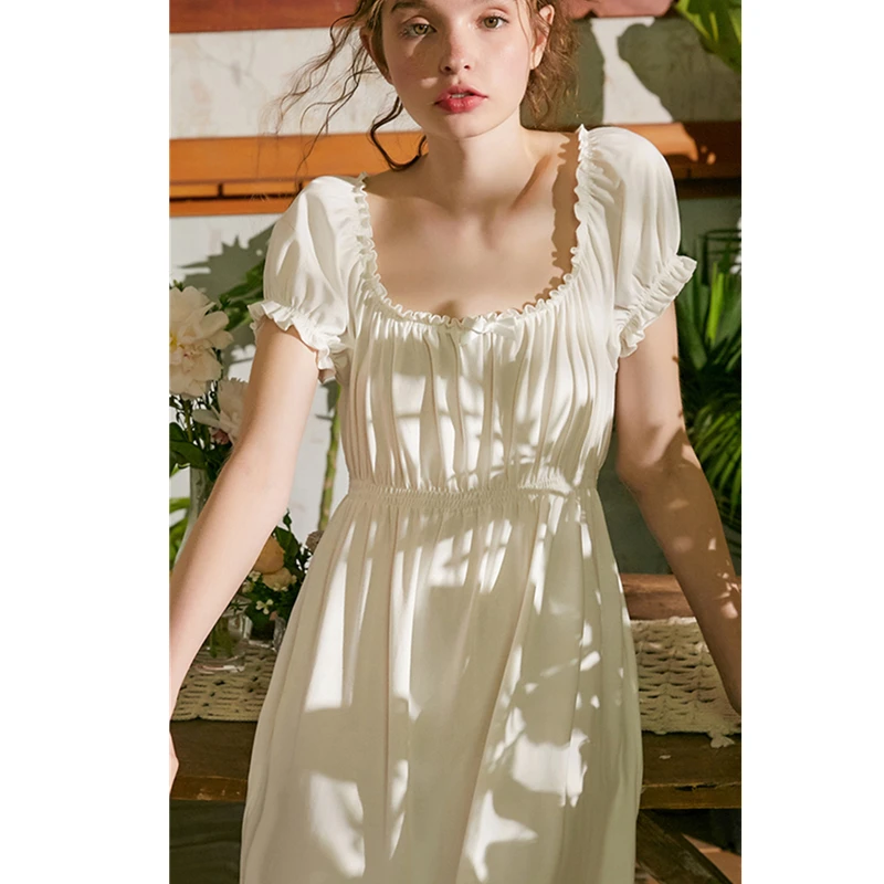 2019 Ретро ночное белье Винтаж Бишоп рукав квадратный воротник Высокая талия