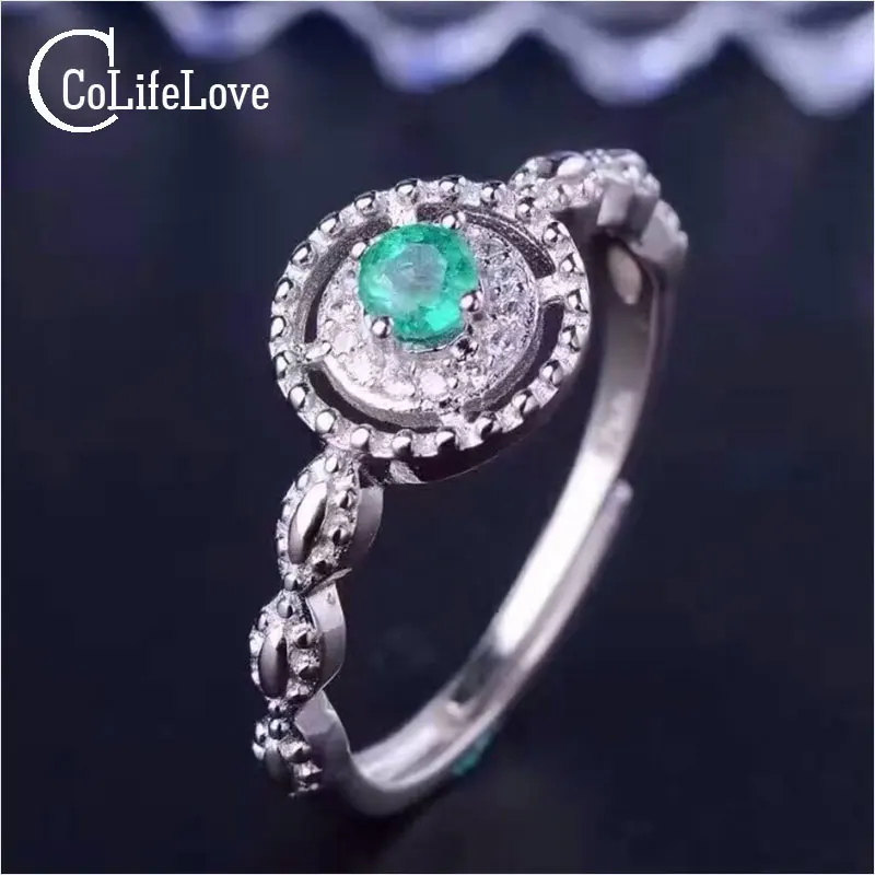 Кольцо из серебра 3 5 пробы с изумрудом 925 мм|ring solid|emerald engagement ringemerald gemstone |