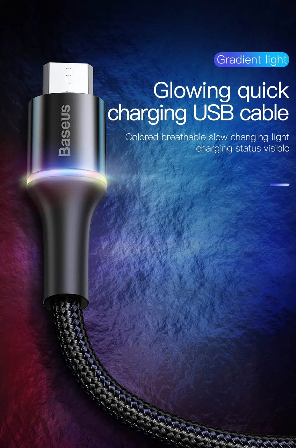 Baseus 3A Micro USB светодиодный кабель для быстрой зарядки Microusb кабель для Xiaomi Redmi 4 Note 5 Pro samsung Android кабели для мобильных телефонов 2 м