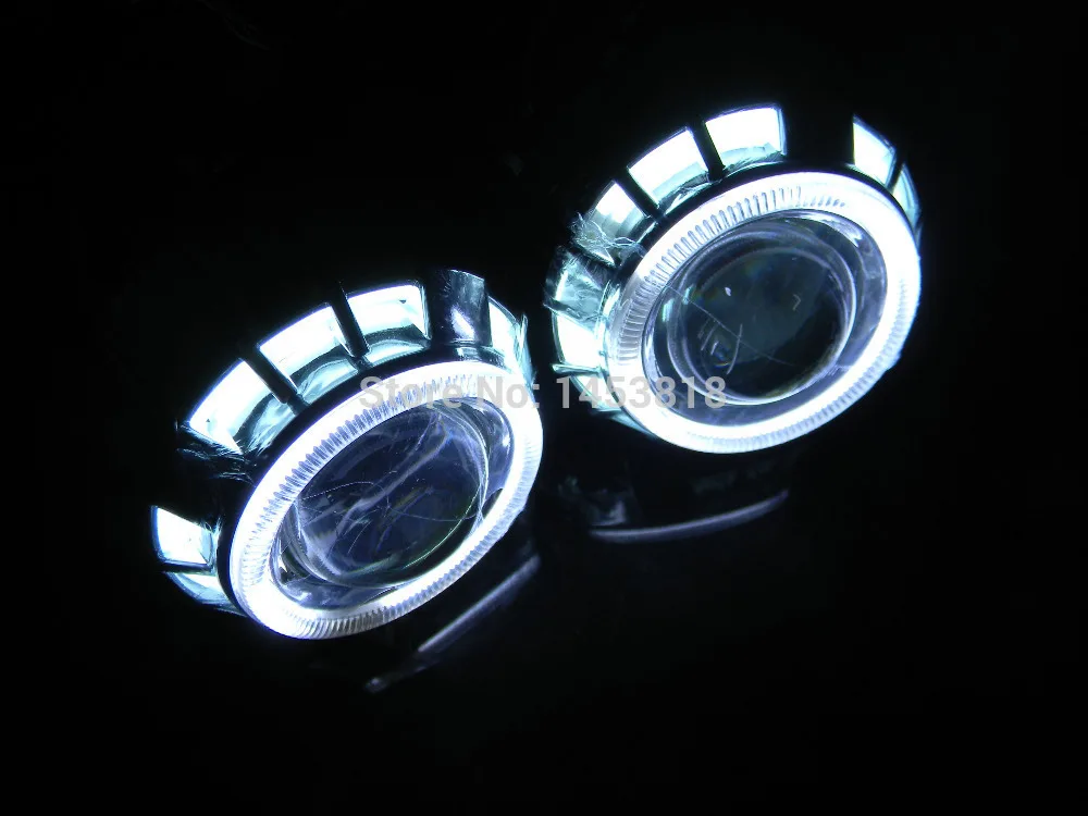 3 0hqt ccfl двойной ангельские глаза дюйма HID объектив проектора H4 H1 H7 H11 синий желтый