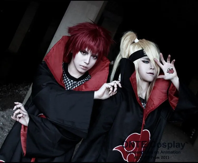 Японское аниме Наруто; костюмы для косплея; Акацуки Итачи; Deidara Tobi Hidan Pein Sasori; плащи с оружием+ обувь для Хэллоуина