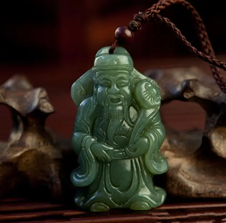 Подвеска из натурального нефрита цинюй Синьцзян Бог богатства подвеска чжаокай