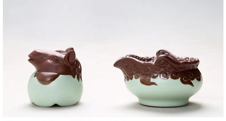 Китайский Зодиак фиолетовый глина Celadon чайный горшок чашка для чая, гайвань, портативный дорожный чайный сервиз, в форме животного чайный сервиз керамика чайная чашка Quik