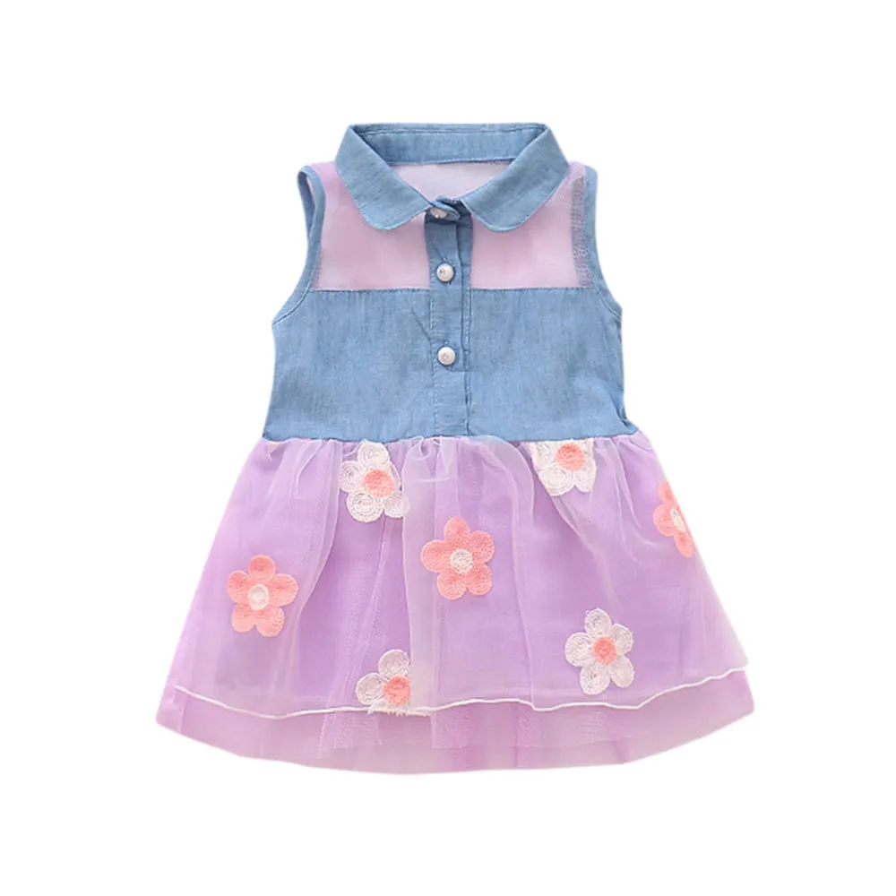 2019 модное милое джинсовое платье без рукавов с цветочным принтом и бантом для