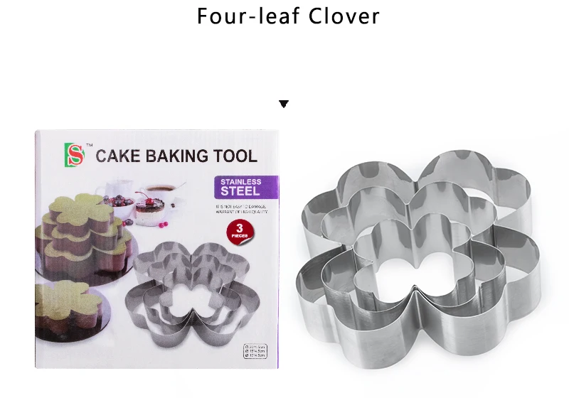 four-leaf clover 3 шт./компл. Нержавеющая сталь печенья 8 Форма Cookie Mold помадка Желе торт резак мусс Кольца выпечки инструмент - Цвет: four-leaf clover