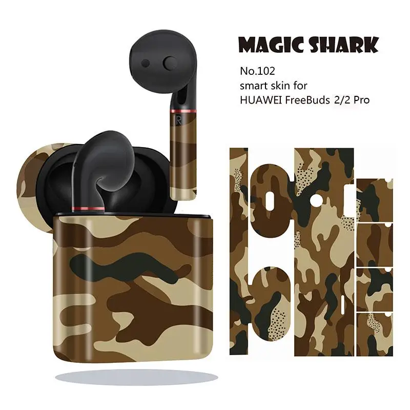 Magic Shark Army Military 19 типов модный ПВХ чехол самоклеящаяся оберточная бумага-пленка для HUAWEI Freebuds 2 2 Pro 086-105 - Цвет: 102