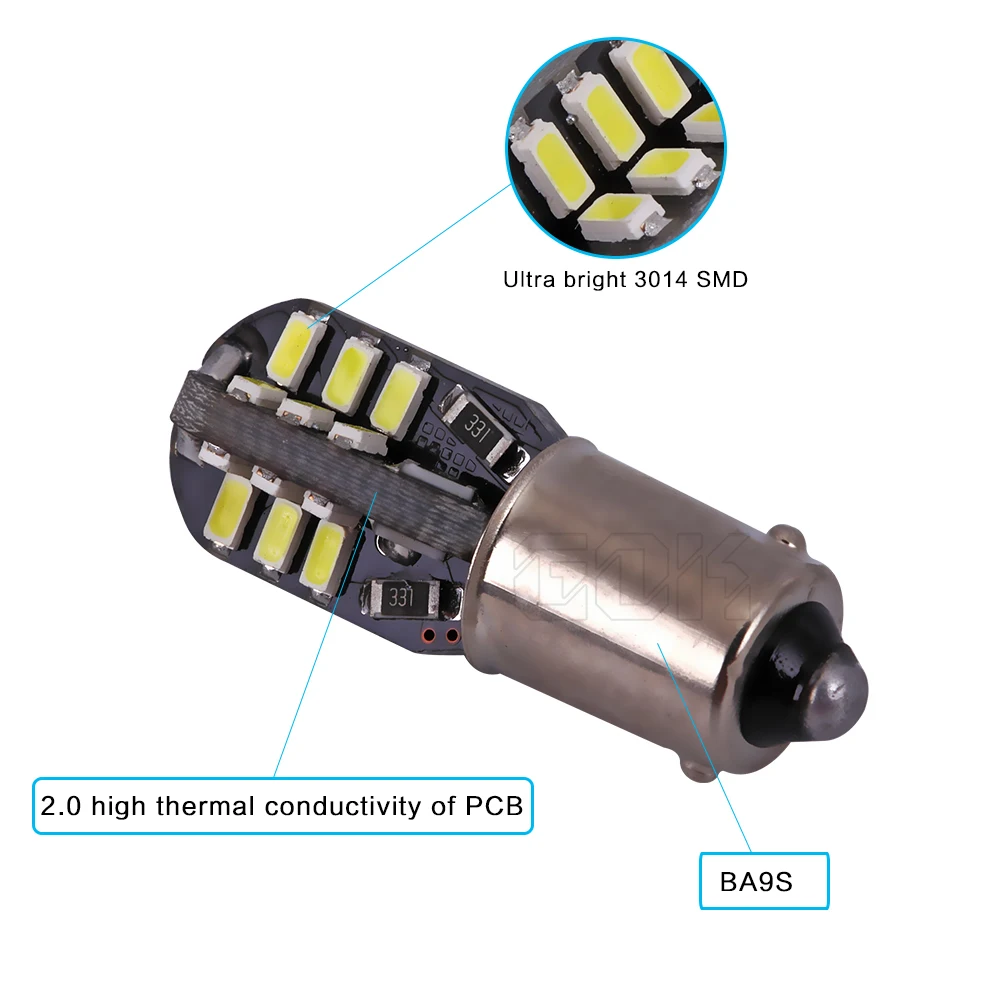 Автомобильные светодиодные лампы canbus BA9S Canbus 24SMD T4W W5W 24 светодиода 3014 smd bax9s|smd car