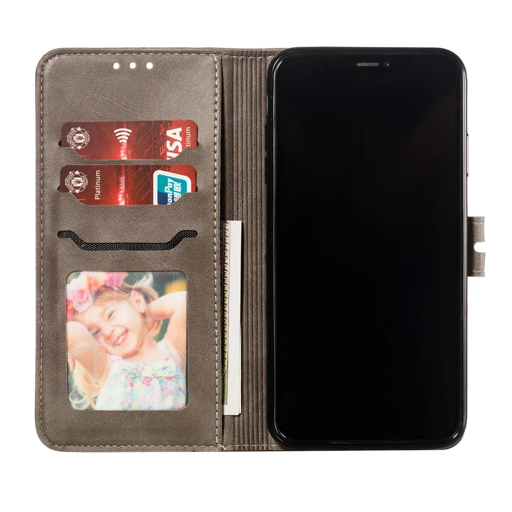 Чехол для iphone 8 7 6 6S Plus с милым котом из кожи ipone X Xr Xs Max однотонная карточка кошкой