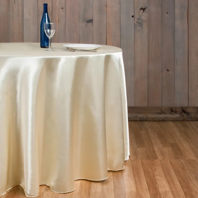 Champagne WedFavor 1 шт. круглая атласная Скатерть для банкета, скатерти для свадебного стола, льняные скатерти для домашнего мероприятия, вечерние украшения для отеля - Цвет: Champagne