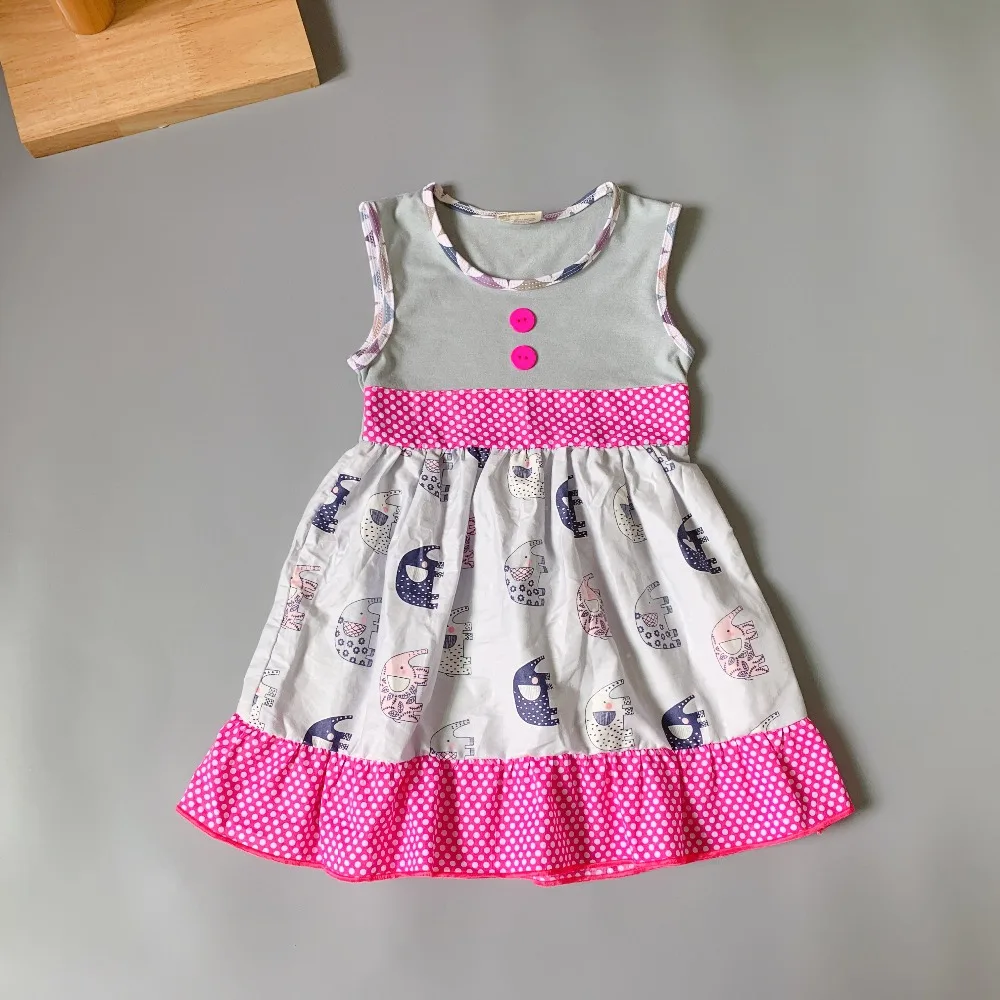 2019 NEW girl baby clothing Summer elephant pattern boutique Infants toddler Kids ruffles little princess dresses frocks | Детская