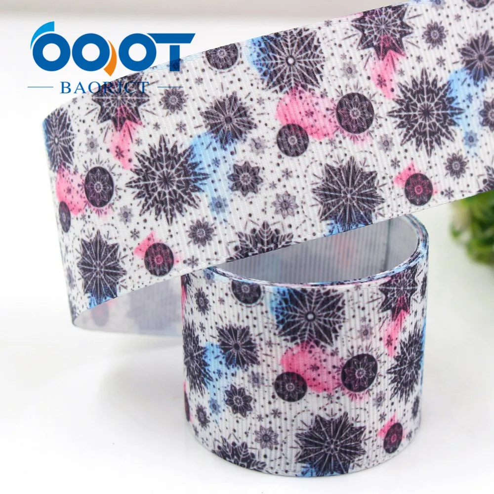 OOOT BAORJCT G-181005-1320 38 mm 10 yards snowflake Ribbons Thermal transfer Printed grosgrain Christmas decoration materials | Дом и сад