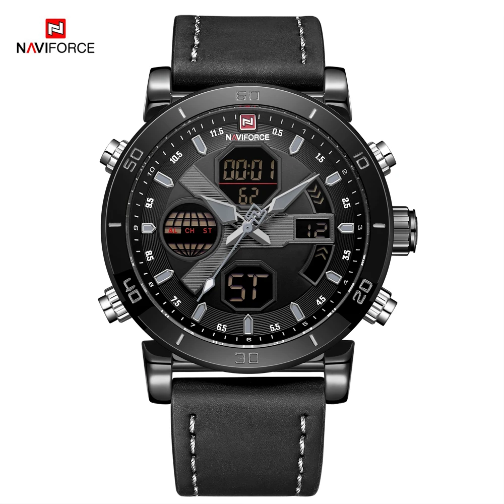 Часы наручные NAVIFORCE Мужские кварцевые аналоговые водонепроницаемые с двойным