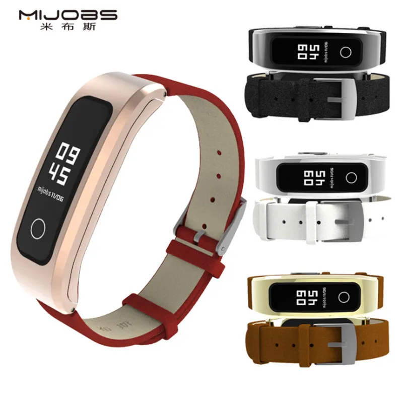 Кожаный ремешок Mijobs для Huawei Honor Band 4 Runnning версия умный Браслет бега|Смарт-браслеты|