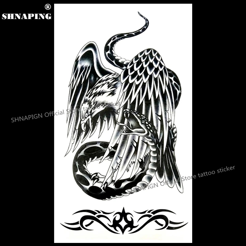 SHNAPIGN Hawk змея битва Временные татуировки боди арт флэш тату наклейки 17*10 см