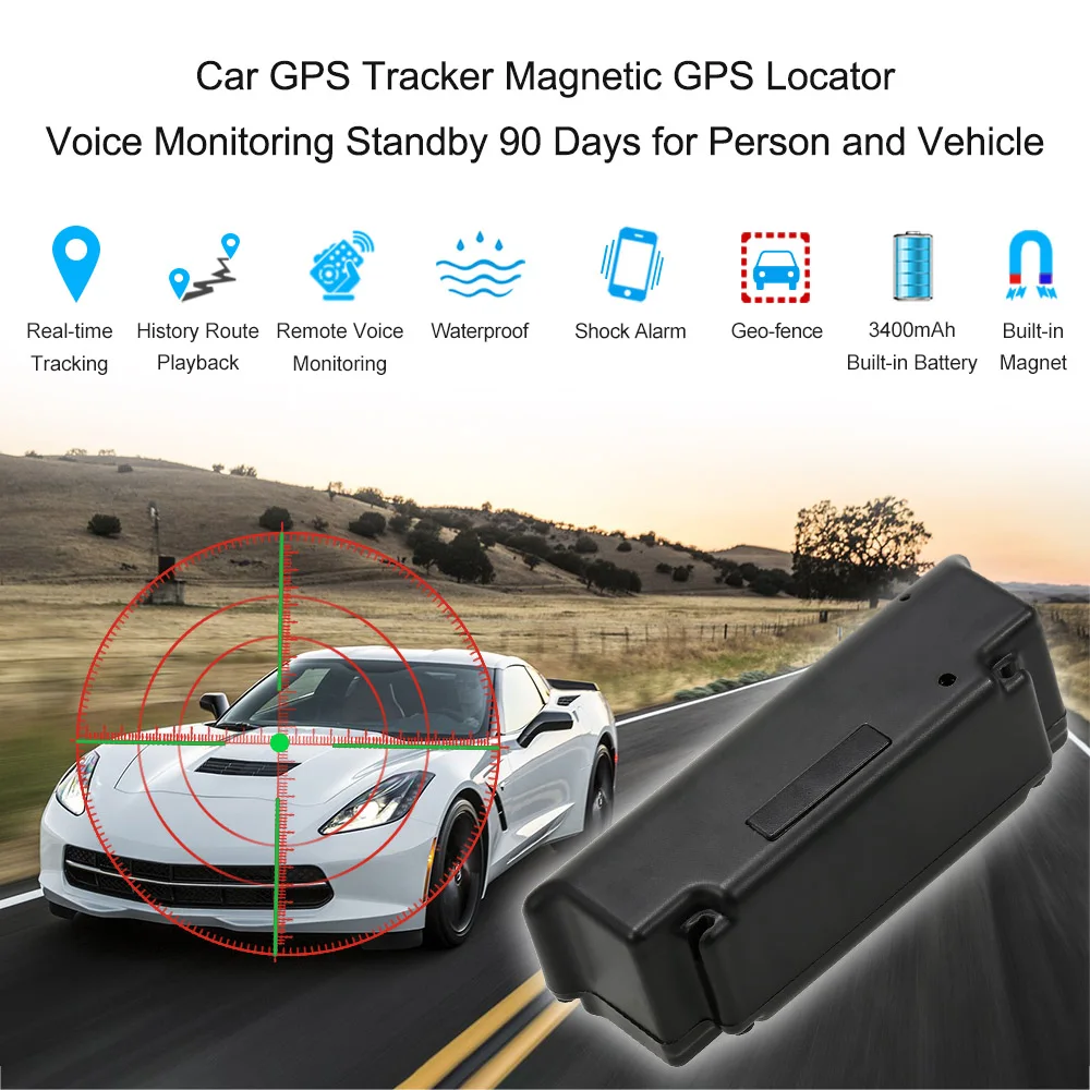 

Car GPS Tracker Magnetic GPS Locator Voice Monitoring Standby 90 Days for Person and Vehicle