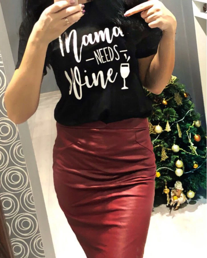 Женская футболка с надписью Mama Needs Wine летняя Mom Gift забавная Винтажная