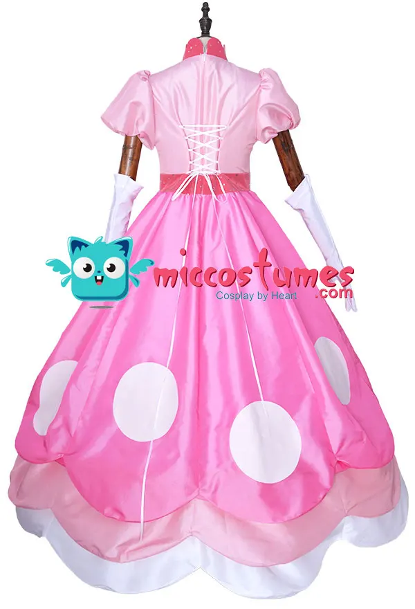 Персиковый Peachette Косплей Костюм розовое платье женский наряд на Хэллоуин