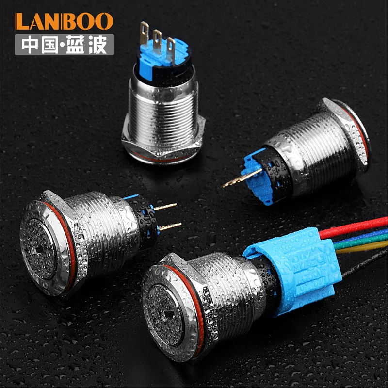 LANBOO 19 мм 1NO1NC/2NO2NC 2 позиционный вставной переключатель с кнопкой ключа