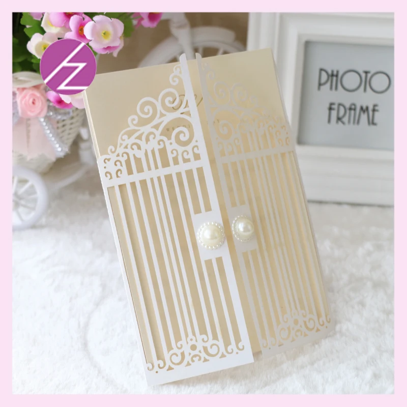 

20pcs Laser Cut Pearlescent paper LoveDoor Design Wedding Invitation Engagement Party Birthday decoration Blessing Greeting card