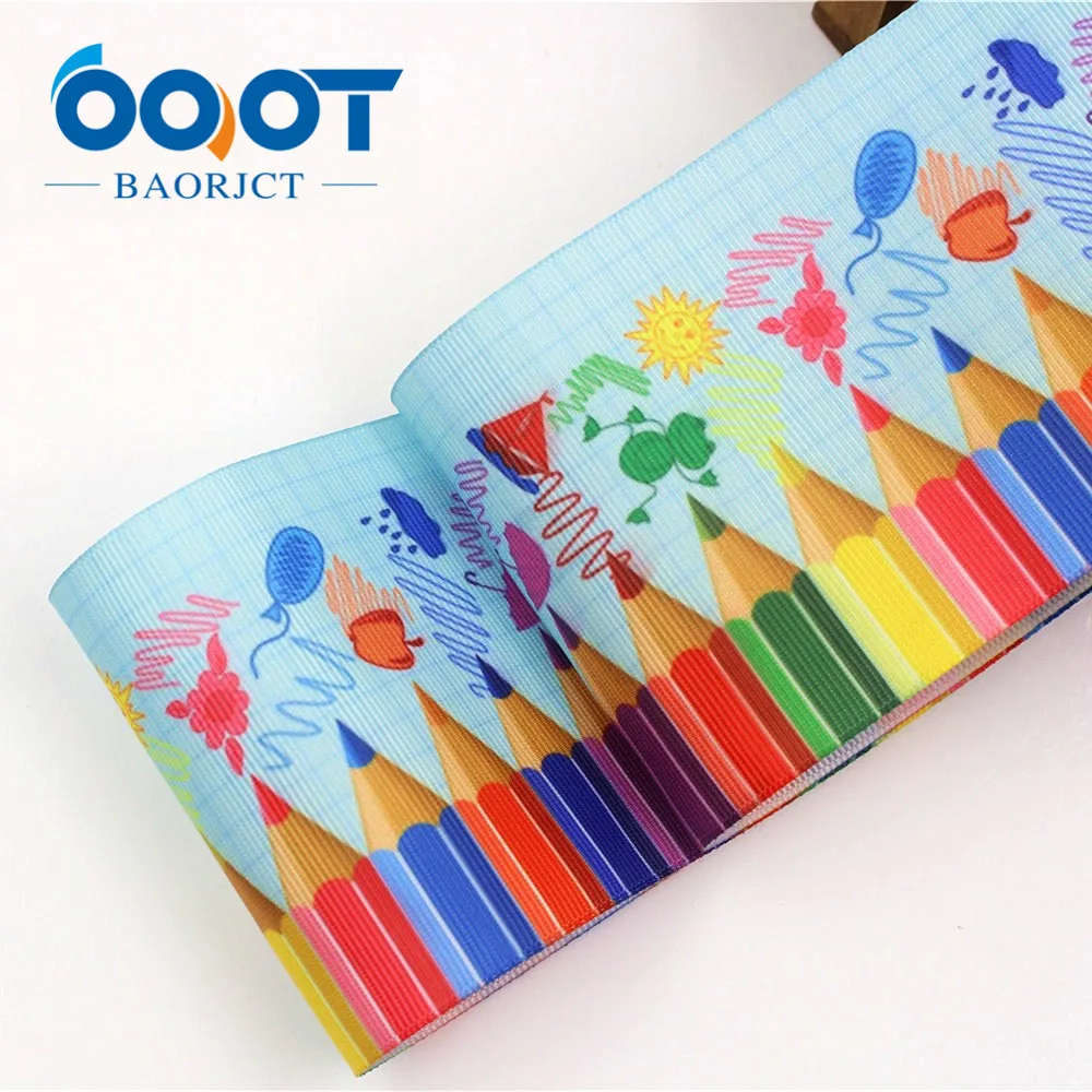OOOT BAORJCT G-18620-536 10 ярдов 75 мм Мультяшные цветные карандаши печатные корсажные ленты