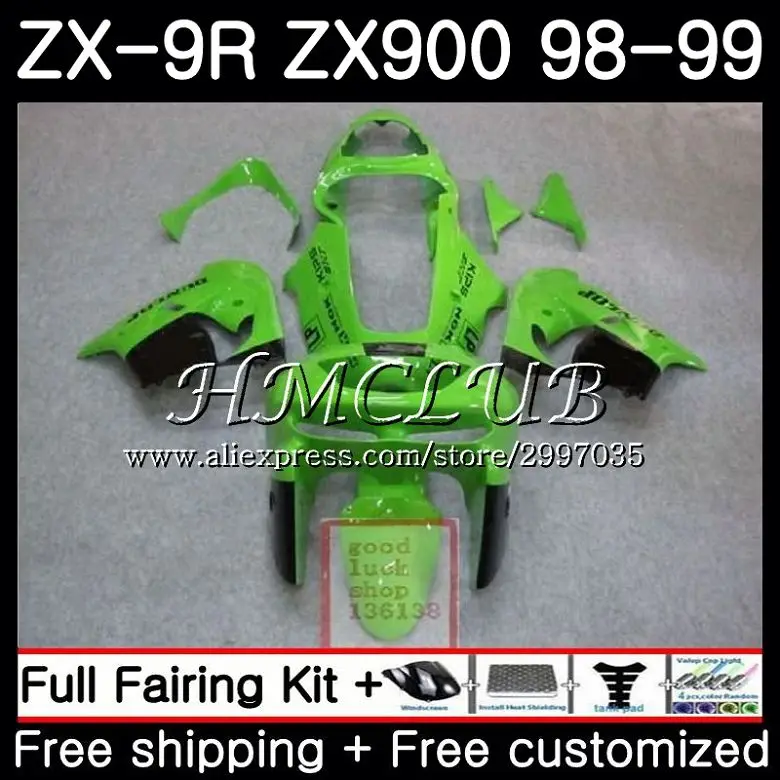 

Body For KAWASAKI NINJA ZX 900 ZX900 ZX9 R Green blk hot ZX-9R 1998 1999 65HC.14 ZX 9 R 900CC ZX9R 98 99 ZX 9R 98 99 Fairing kit