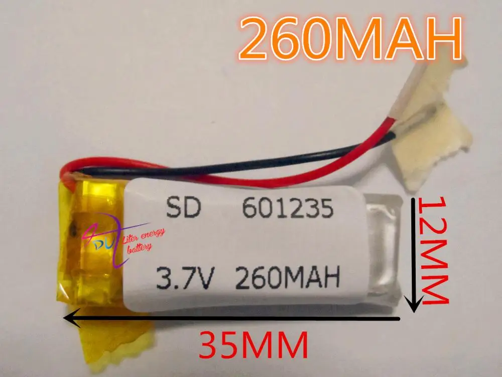 Лучший бренд батареи 3 7 V литий полимерный аккумулятор 601235 061235 260mAh MP3/4/5 Bluetooth