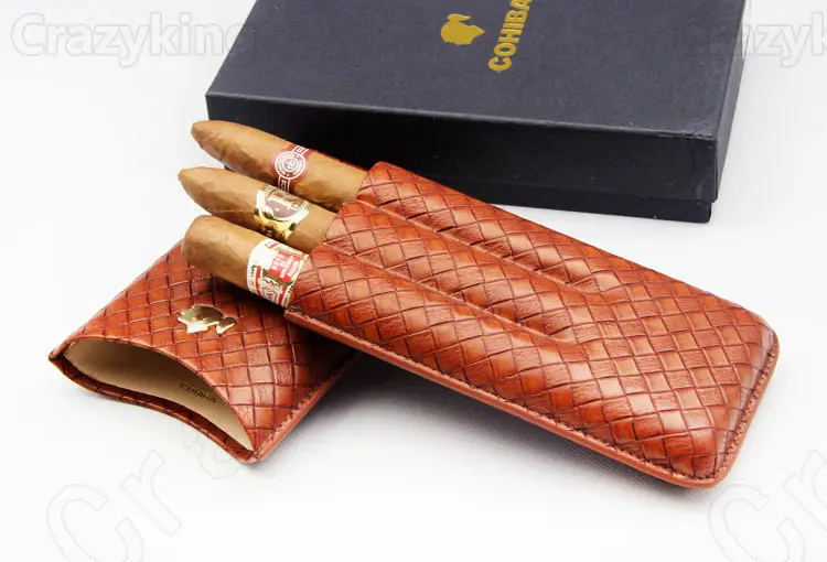 Новый 60 кольцо COHIBA кожаный держатель 3 трубки Путешествия сигары чехол Humidor | Дом и