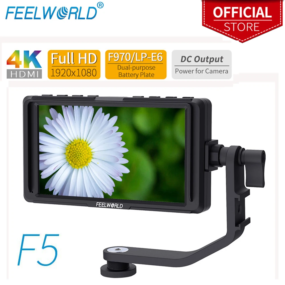 FEELWORLD F5 5 дюймов на Камера полевой монитор с разрешением Full HD 1920x1080 ЖК дисплей DSLR DC