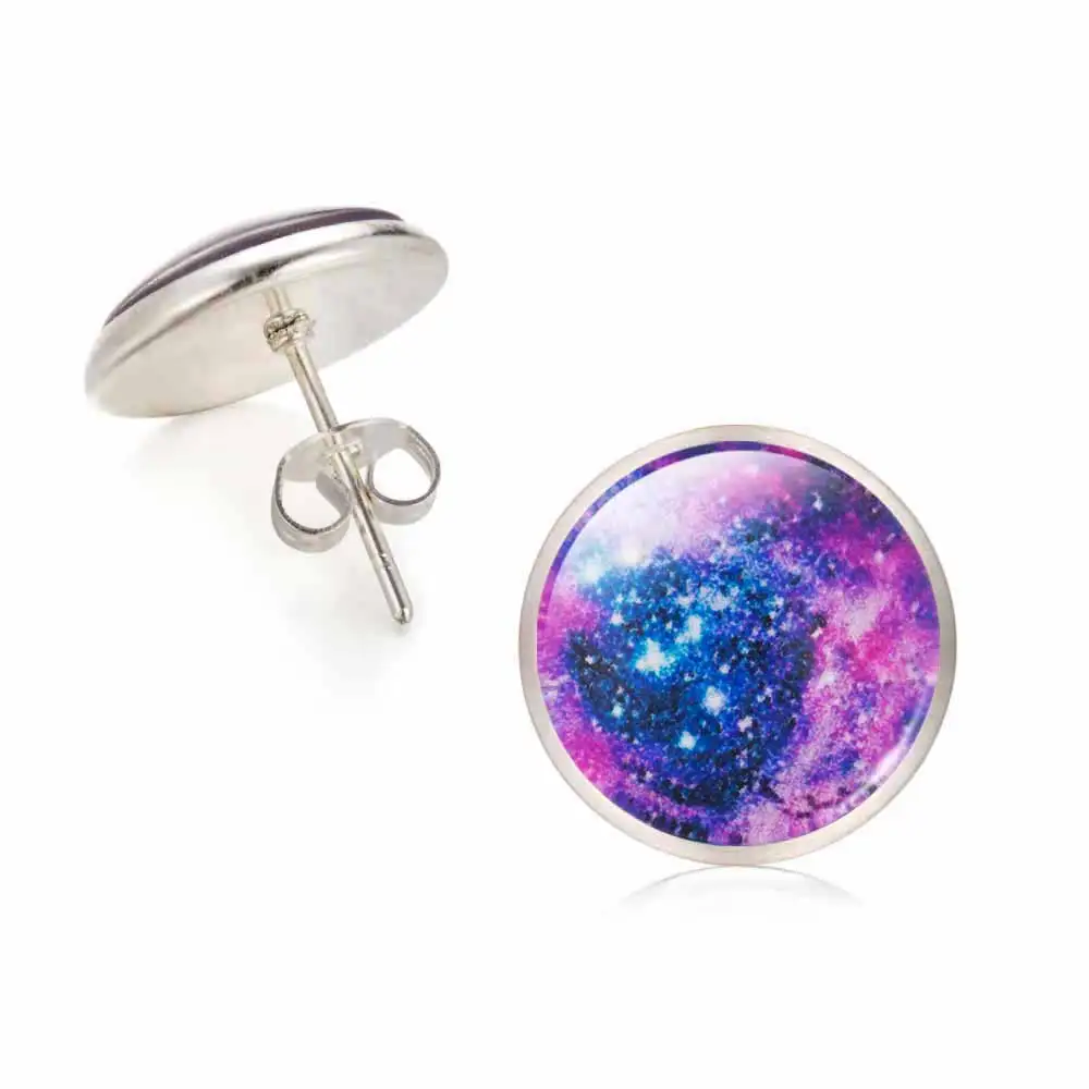 KISSWIFE Galaxy Star Universe стеклянные кабошоны серебристого цвета серьги гвоздики новые