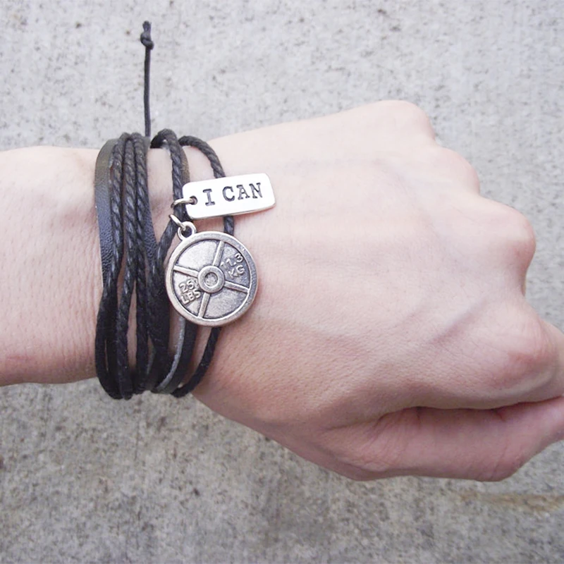 Ювелирные изделия для фитнеса 25 фунтов|leather bracelet|dumbbell braceletcharm leather bracelet |