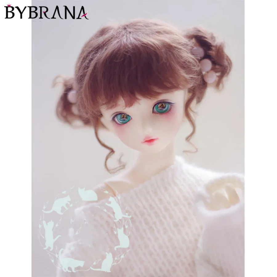 Bybrana BJD кукла парик 1/8 1/6 1/4 гигантская 1/3 мохеровая красно коричневая двойная