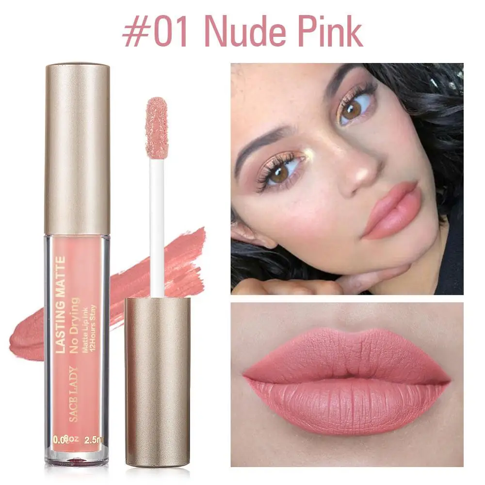 01 Nude Pink SACE LADY матовая губная помада макияж 23 Цвета жидкая губная помада красный телесный оттенок для губ увлажняющий макияж водостойкий стойкий косметический - Цвет: 01 Nude Pink