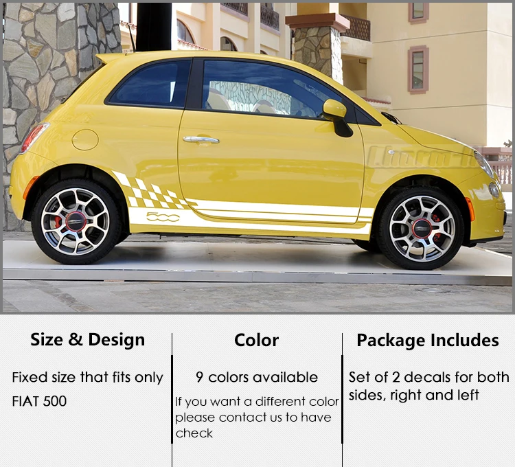 1 пара, наклейка для автомобиля, гоночная решетка Abarth, боковые полосы, украшение для тела, графическая наклейка для Fiat 500 Bravo, аксессуары Palio