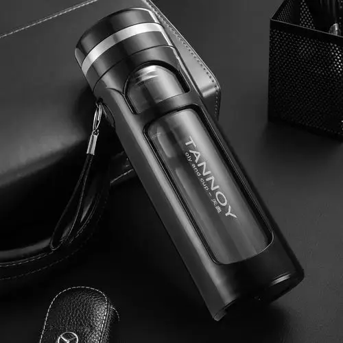 H-560ML black Термостойкая двухслойная стеклянная бутылка для воды, креативный пояс, разделительный фильтр для чая, портативное, для путешествий, офиса, стекло для воды - Цвет: H-560ML black