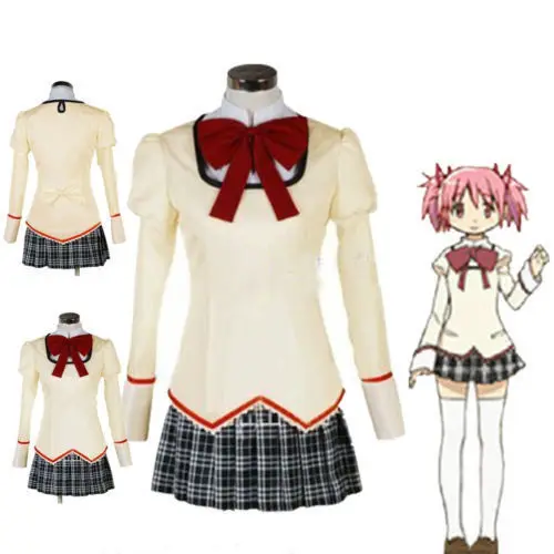 Puella Magi Madoka Magica Mitakihara форма для средней школы Косплей Костюм Платье Бесплатная